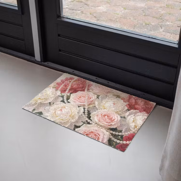 Deurmat - Bloemen - Parels - Romantiek - Klassiek - Roze — 2
