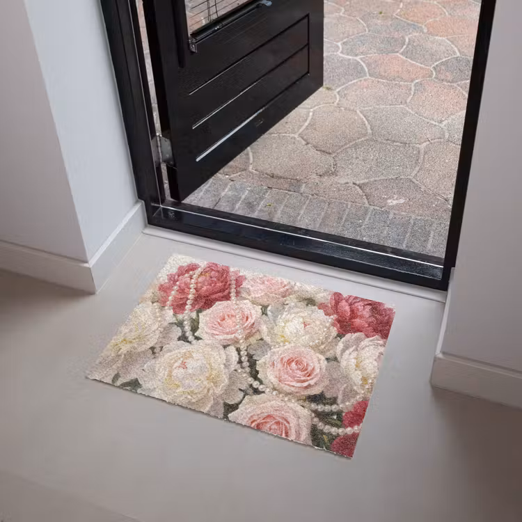 Deurmat - Bloemen - Parels - Romantiek - Klassiek - Roze — 4