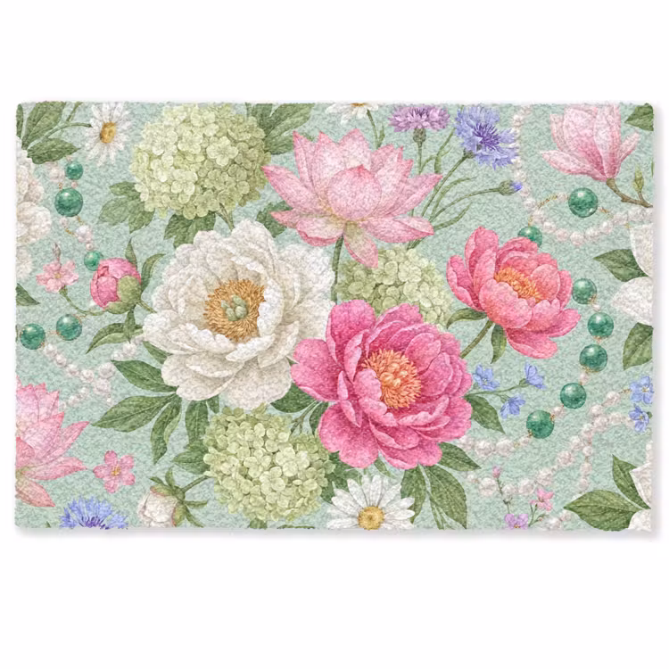 Deurmat - Bloemen - Patroon - Botanisch - Groen — 1