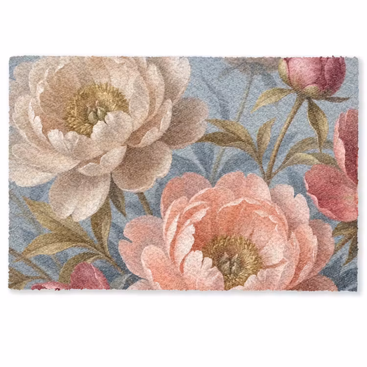 Deurmat - Bloemen - Roze - Beige - Modern - Natuur — 1