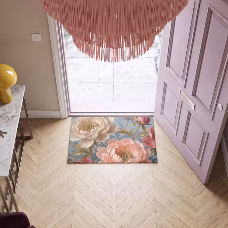 Deurmat - Bloemen - Roze - Beige - Modern - Natuur — 4
