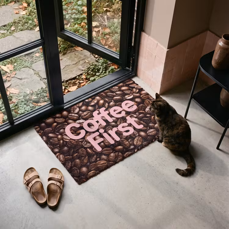 Deurmat - Coffee First - Koffiebonen - Roze — 2