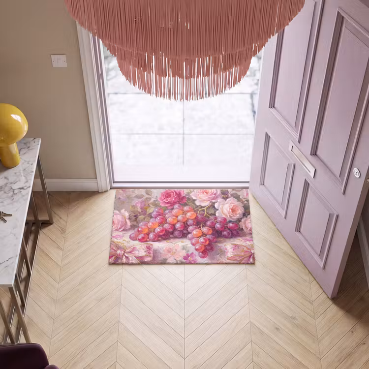 Deurmat - Eten - Bloemen - Stilleven - Roze - Goud — 4
