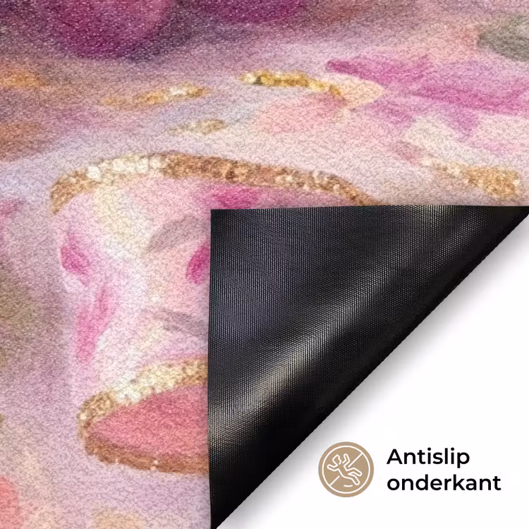 Deurmat - Eten - Bloemen - Stilleven - Roze - Goud — 6