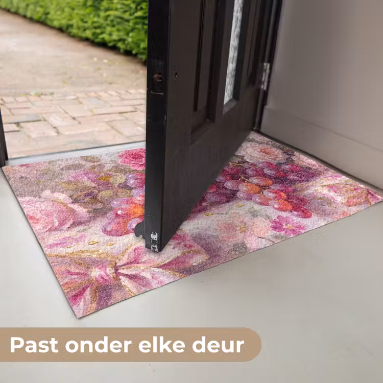 Deurmat - Eten - Bloemen - Stilleven - Roze - Goud — 7