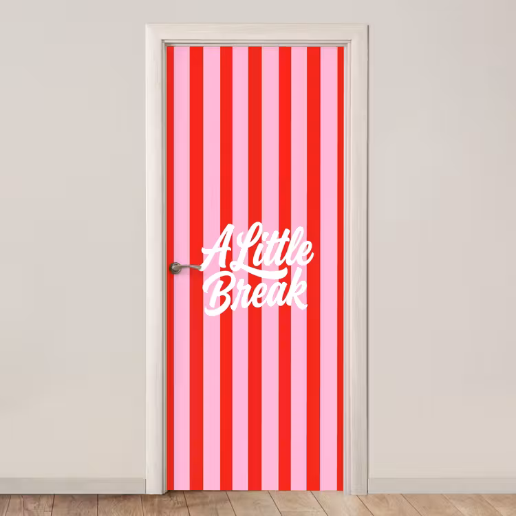 Deursticker - A Little Break - Strepen - Rood - Roze — 1