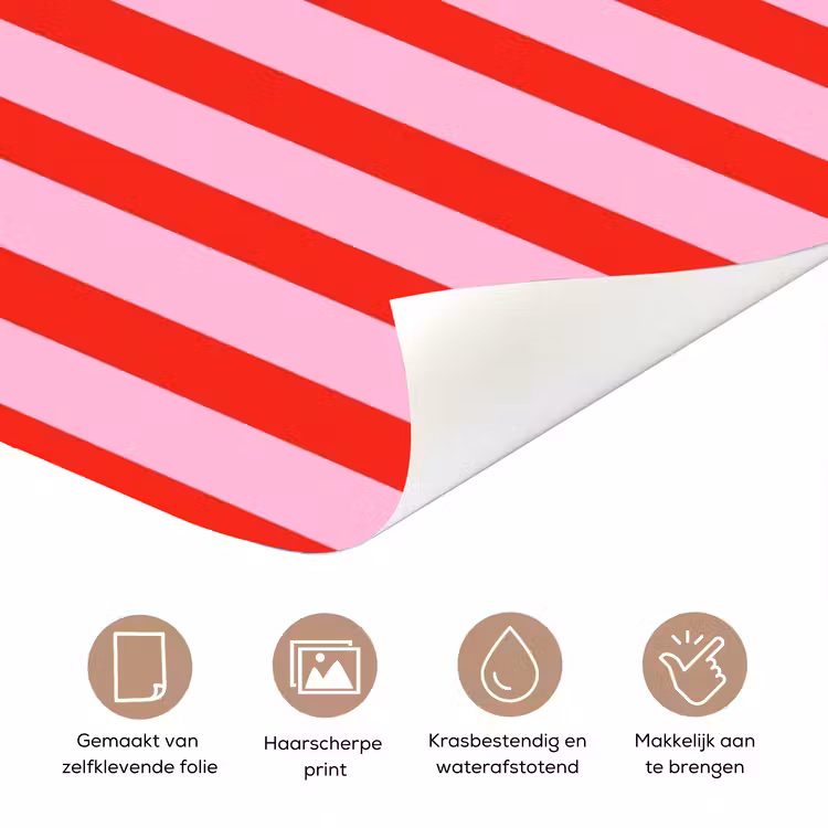 Deursticker - A Little Break - Strepen - Rood - Roze — 3