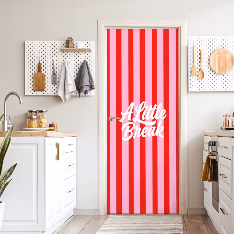 Deursticker - A Little Break - Strepen - Rood - Roze — 7