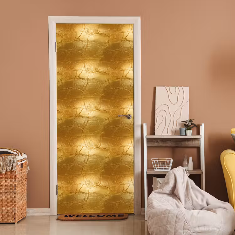 Deursticker - Bladgoud - Vintage - Textuur - Warm Goud — 2