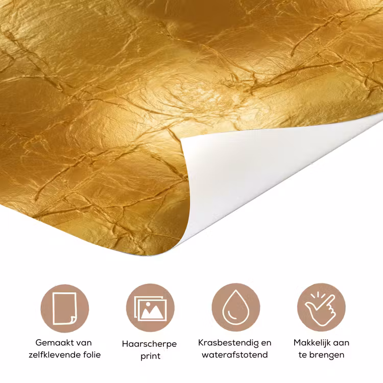 Deursticker - Bladgoud - Vintage - Textuur - Warm Goud — 3