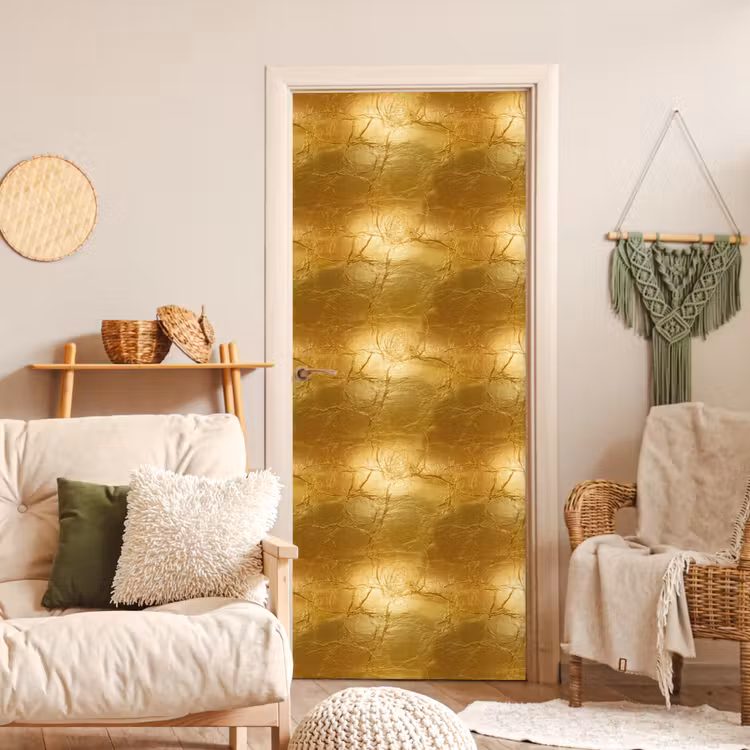 Deursticker - Bladgoud - Vintage - Textuur - Warm Goud — 4