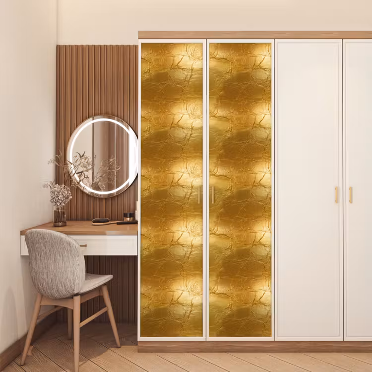 Deursticker - Bladgoud - Vintage - Textuur - Warm Goud — 5