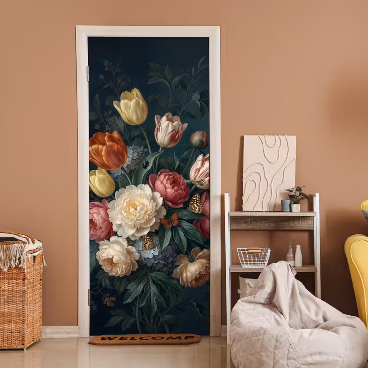 Deursticker - Bloemen - Boeket - Natuur - Klassiek - Donker — 2