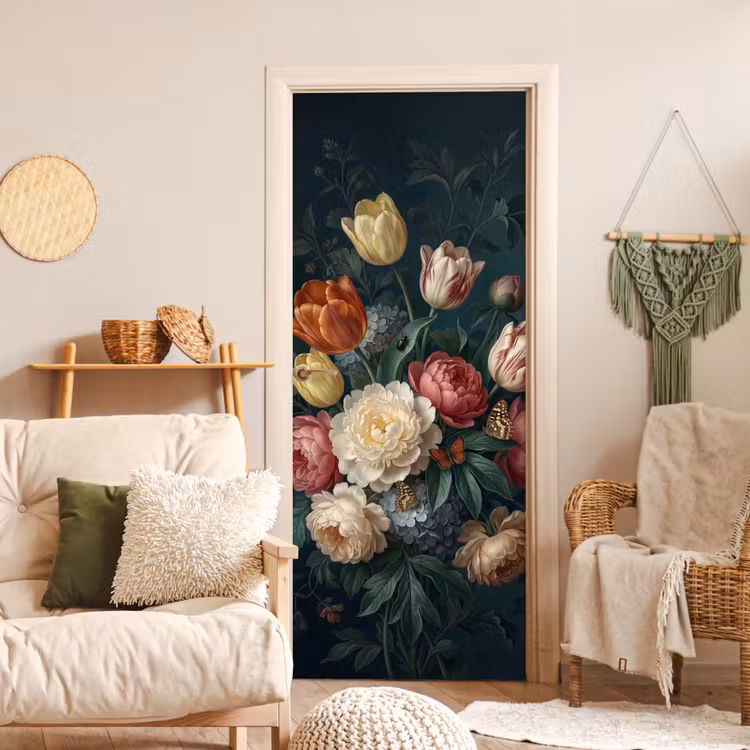 Deursticker - Bloemen - Boeket - Natuur - Klassiek - Donker — 4
