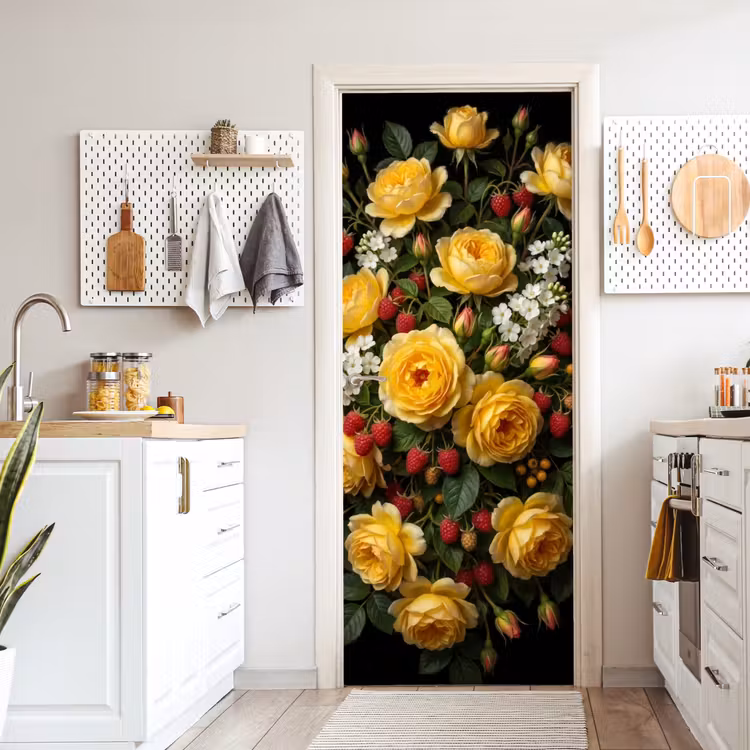 Deursticker - Bloemen - Boeket - Natuur - Klassiek - Geel — 7