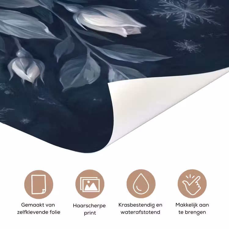 Deursticker - Bloemen - Boeket - Winter - Abstract - Blauw — 3