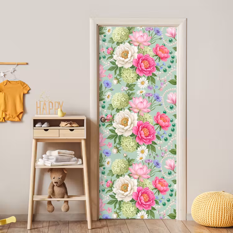Deursticker - Bloemen - Patroon - Botanisch - Groen — 6