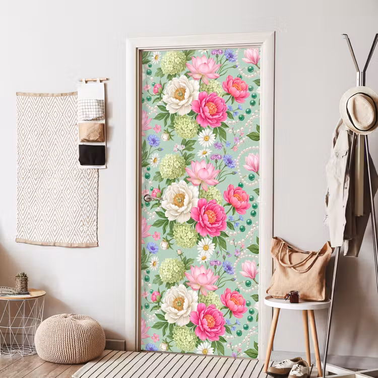 Deursticker - Bloemen - Patroon - Botanisch - Groen — 8