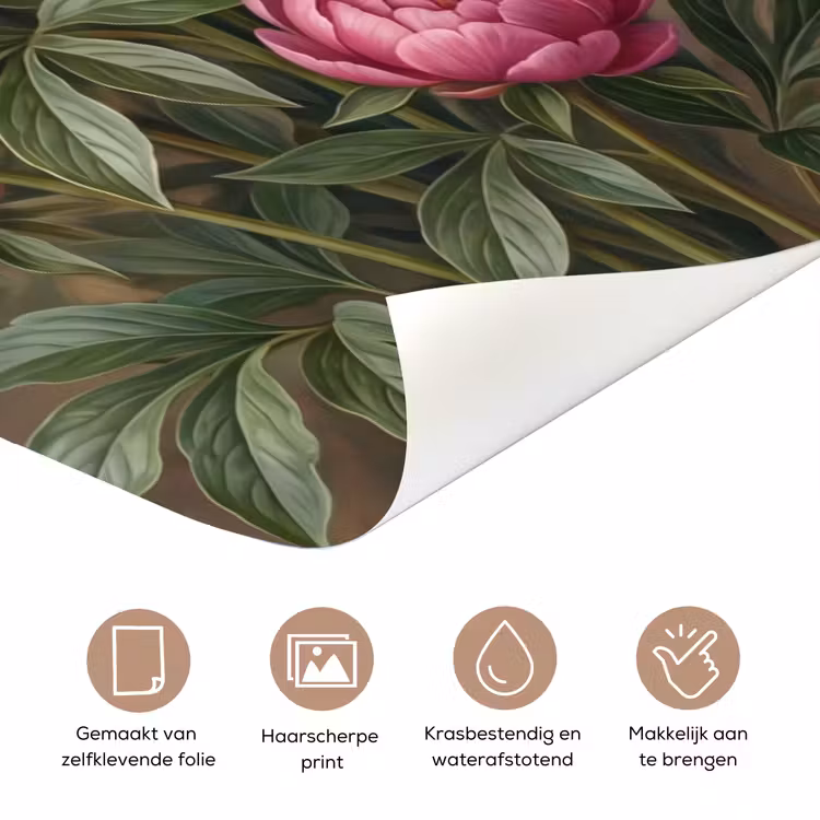 Deursticker - Bloemen - Roze - Klassiek - Gedetailleerd - Natuur — 3