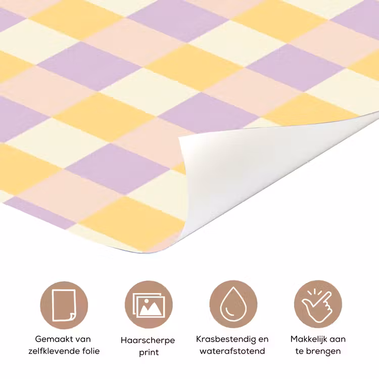 Deursticker - Cheers Chica - Ruitjes - Lila - Geel — 3