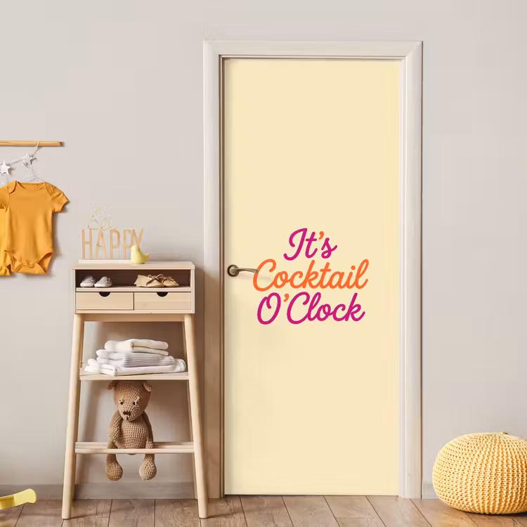 Deursticker - Cocktail O'Clock - Geel - Retro — 6