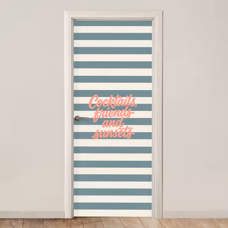 Deursticker - Cocktails - Strepen - Blauw - Koraal — 1