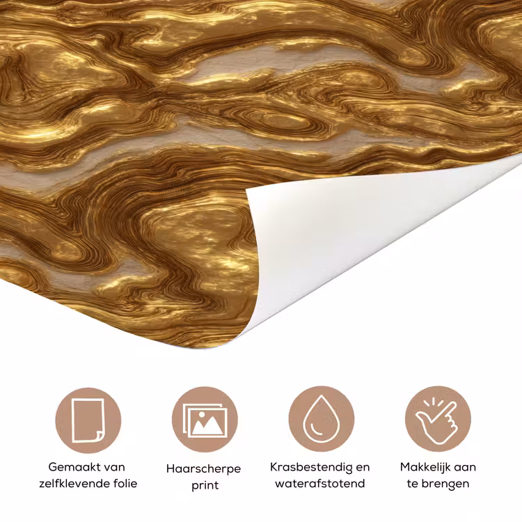 Deursticker - Golven - Organisch - Goud - Crème — 3