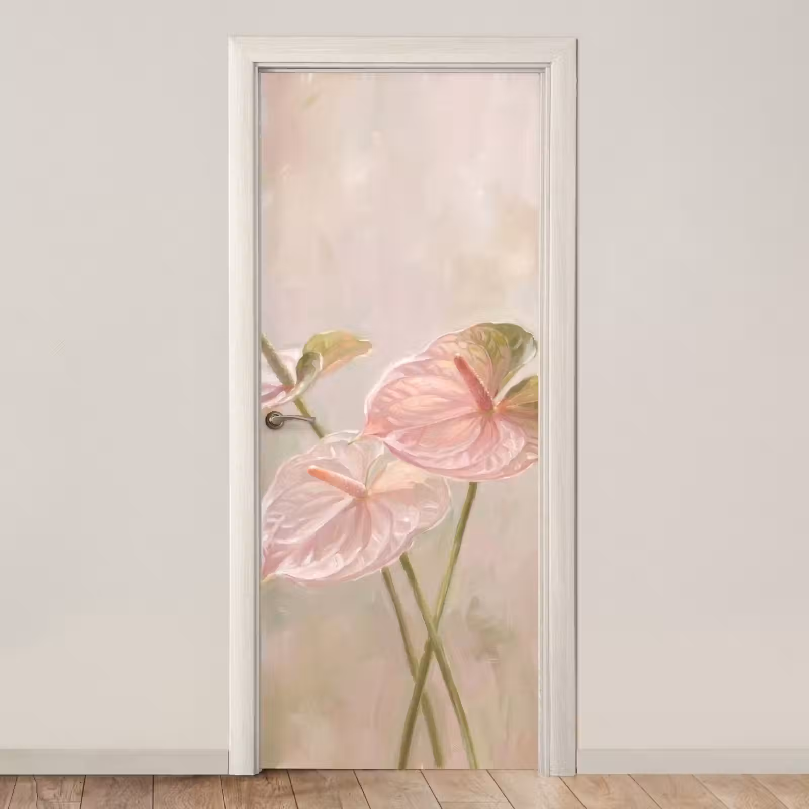 Deursticker - Bloemen - Pastel - Abstract - Natuur - Groen — 1