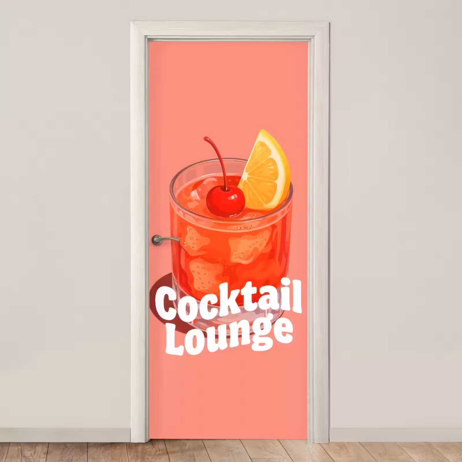 Deursticker - Cocktail Lounge - Glas - Koraal — 1