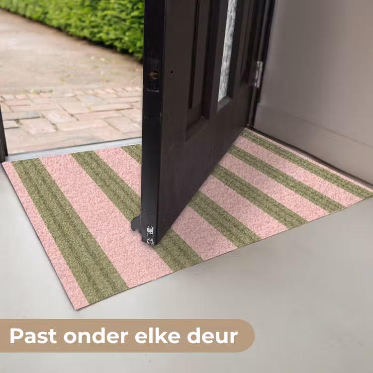 Deurmat - Patroon - Strepen - Abstract - Roze - Groen — 7