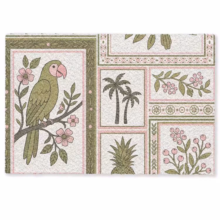 Deurmat - Vogel - Tropisch - Patroon - Decoratief - Groen — 1