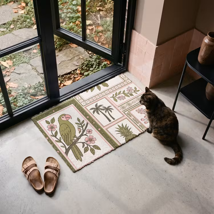 Deurmat - Vogel - Tropisch - Patroon - Decoratief - Groen — 2