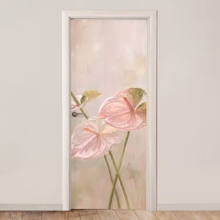 Deursticker - Bloemen - Pastel - Abstract - Natuur - Groen — 1