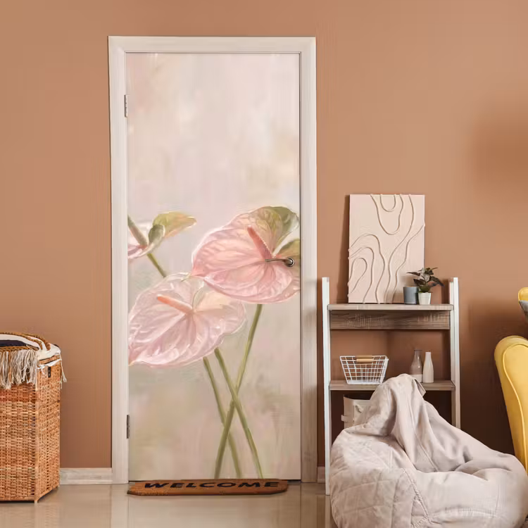 Deursticker - Bloemen - Pastel - Abstract - Natuur - Groen — 2