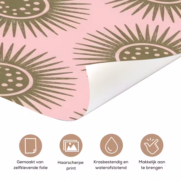 Deursticker - Bloemen - Patroon - Abstract - Roze - Groen — 3