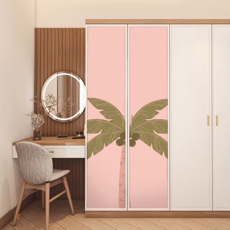 Deursticker - Boom - Palm - Natuur - Illustratie - Roze — 5