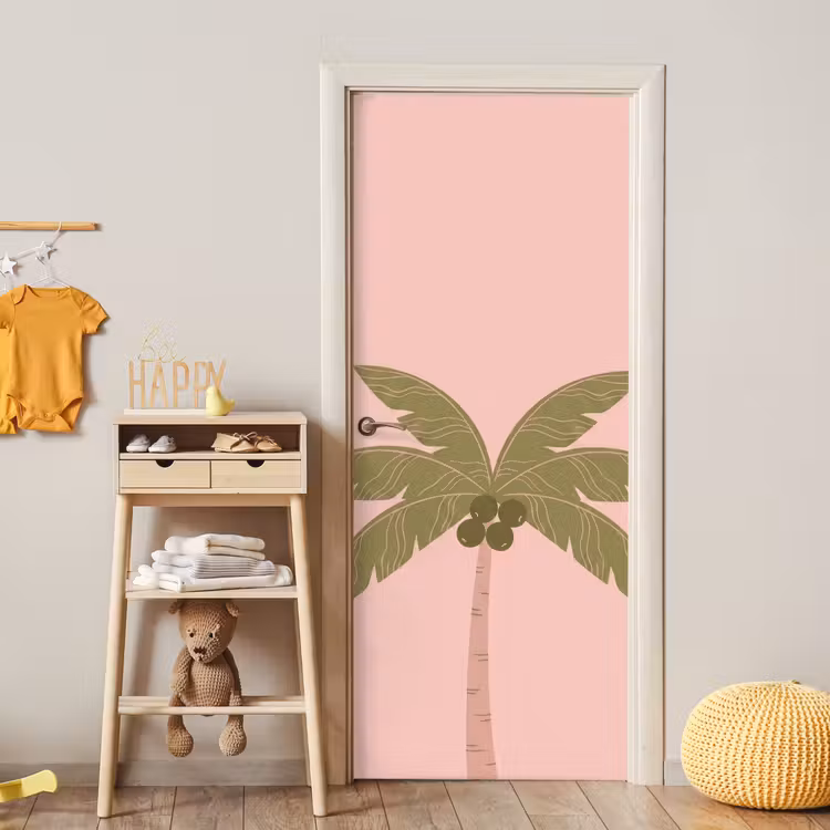 Deursticker - Boom - Palm - Natuur - Illustratie - Roze — 6