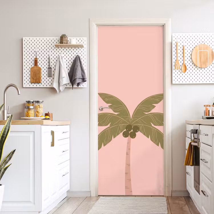 Deursticker - Boom - Palm - Natuur - Illustratie - Roze — 7