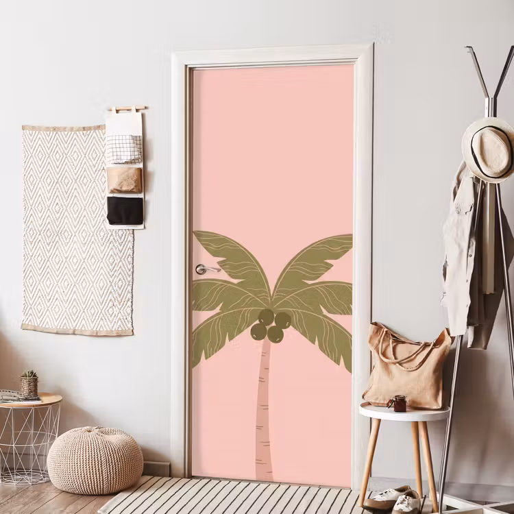 Deursticker - Boom - Palm - Natuur - Illustratie - Roze — 8