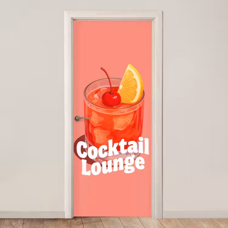 Deursticker - Cocktail Lounge - Glas - Koraal — 1