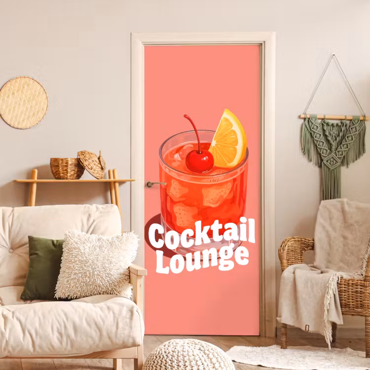Deursticker - Cocktail Lounge - Glas - Koraal — 4