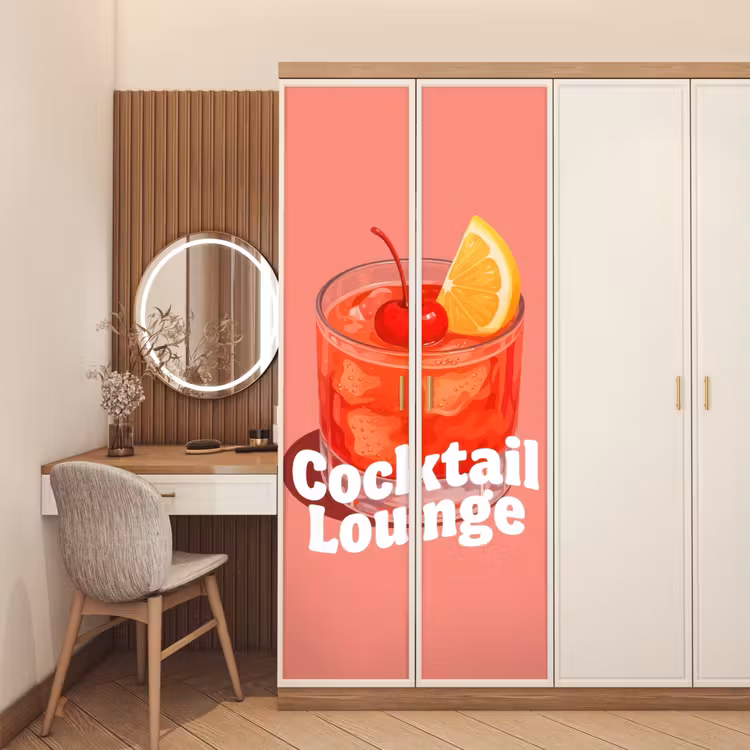 Deursticker - Cocktail Lounge - Glas - Koraal — 5