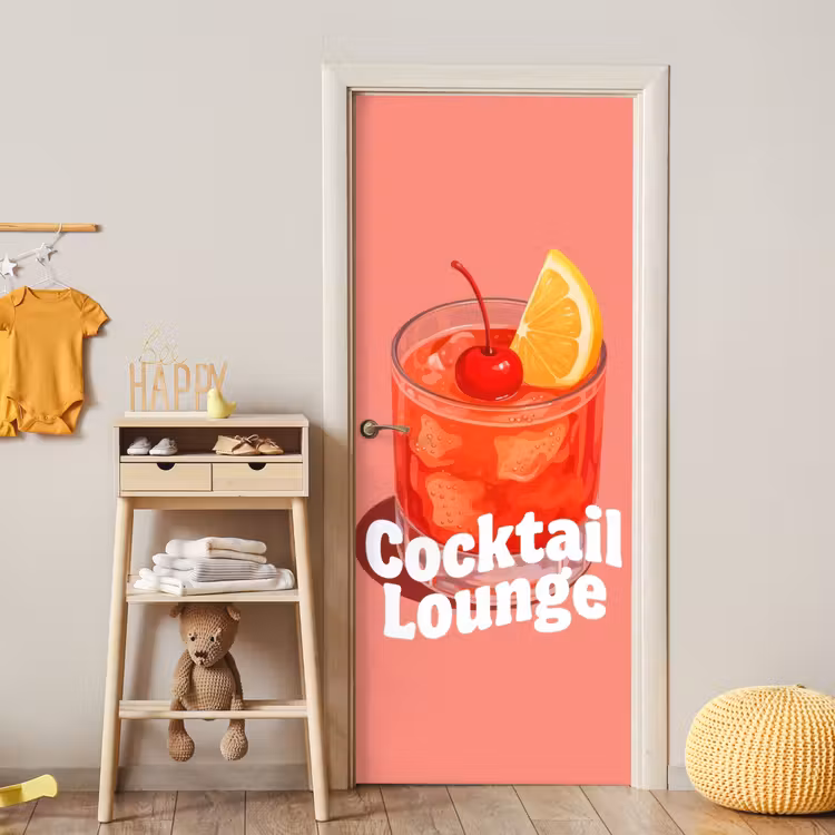 Deursticker - Cocktail Lounge - Glas - Koraal — 6
