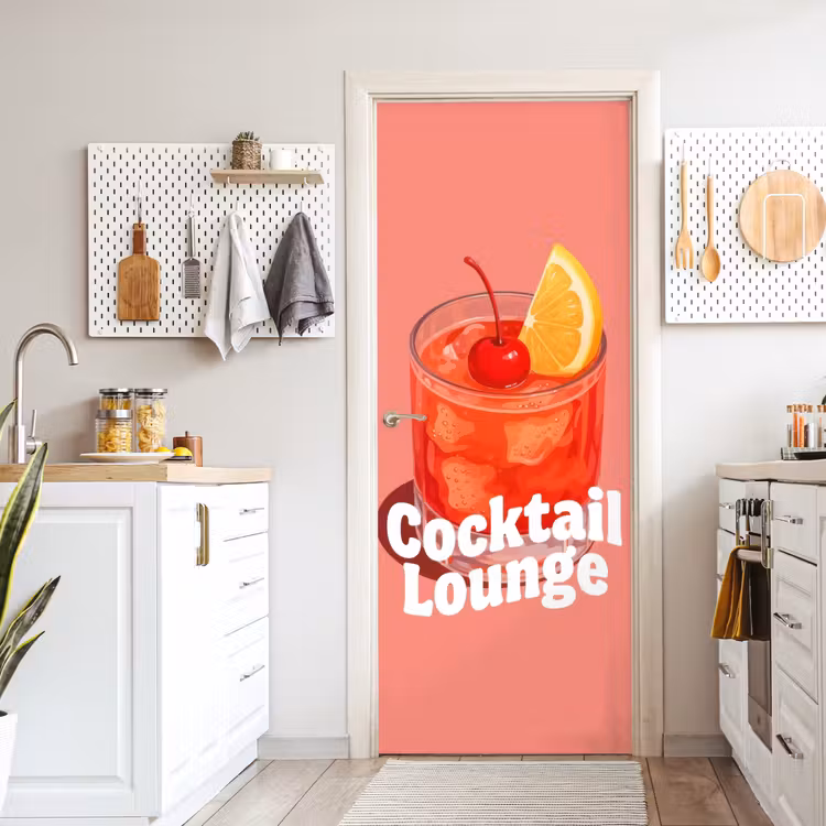 Deursticker - Cocktail Lounge - Glas - Koraal — 7