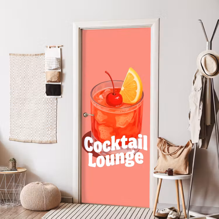 Deursticker - Cocktail Lounge - Glas - Koraal — 8
