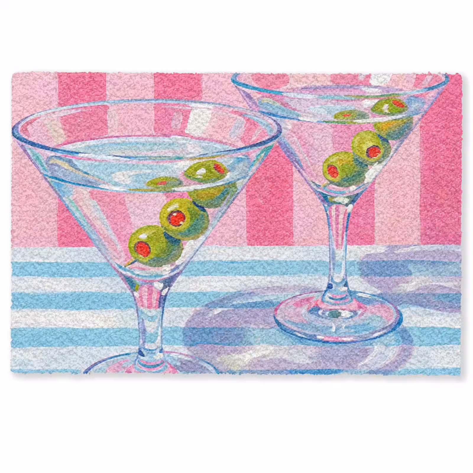 Deurmat - Cocktail - Olijven - Kunst - Modern - Roze — 1