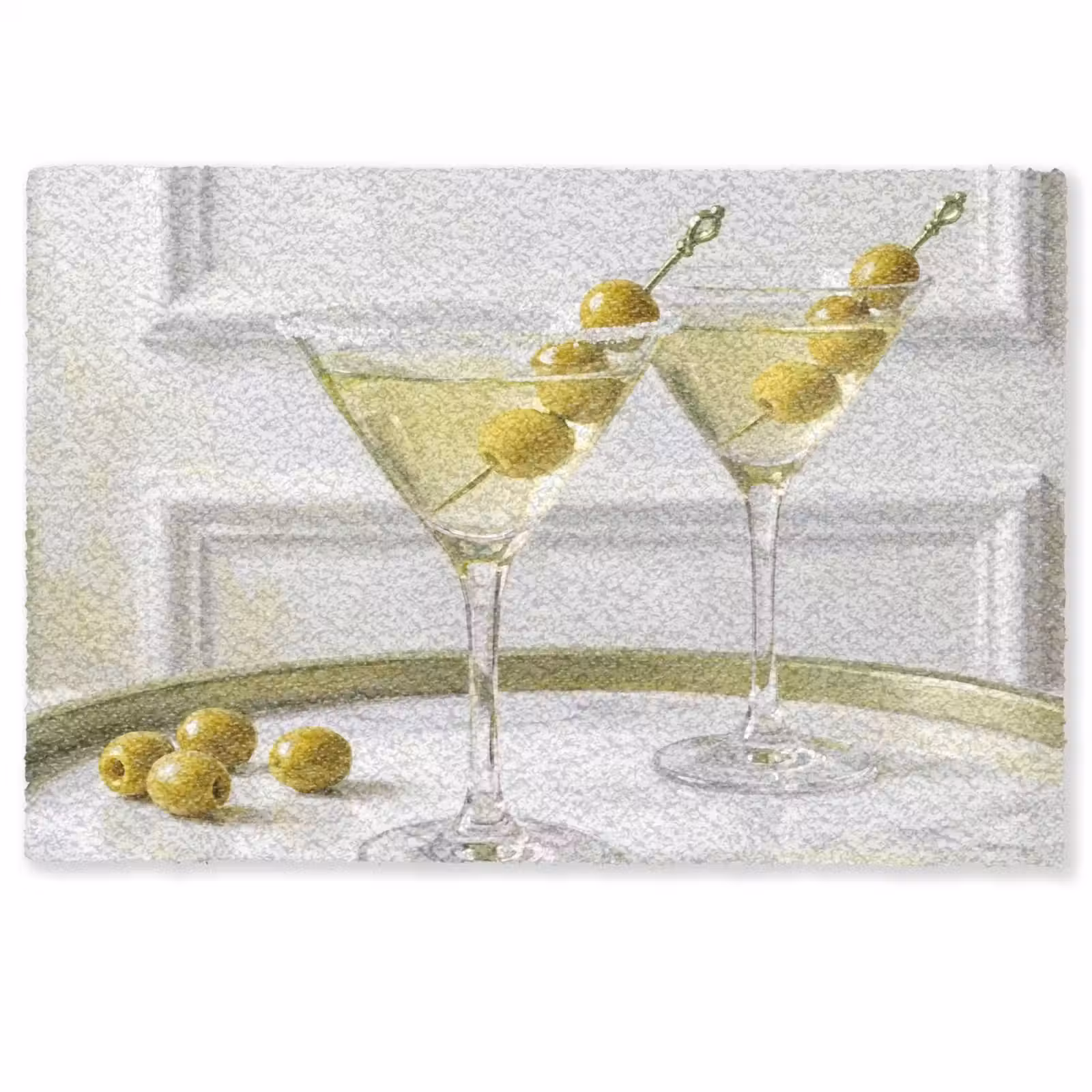 Deurmat - Drank - Martini - Olijven - Modern - Wit — 1