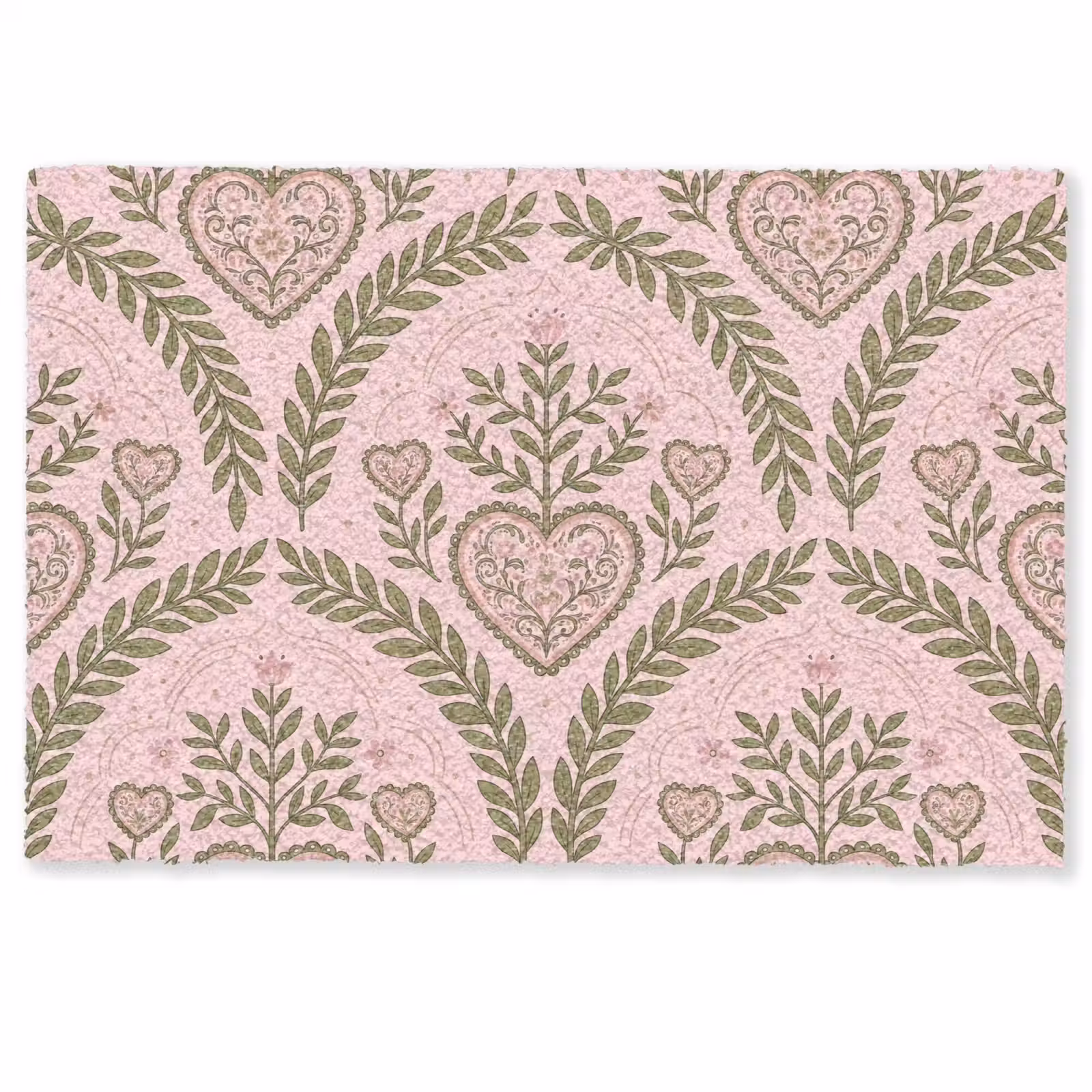 Deurmat - Patroon - Hart - Bloemen - Folkloristisch - Roze — 1