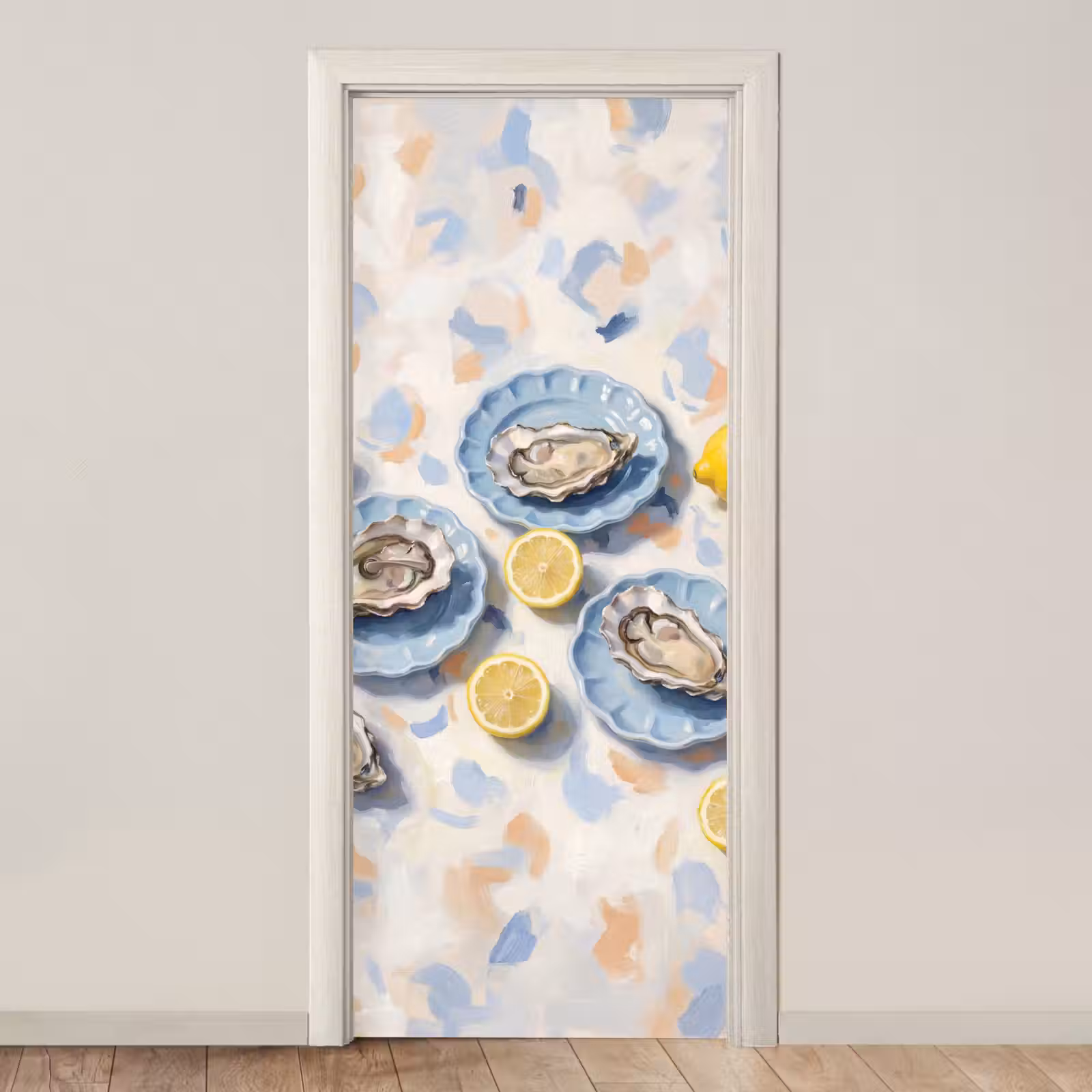 Deursticker - Eten - Oesters - Citroenen - Modern - Geel — 1