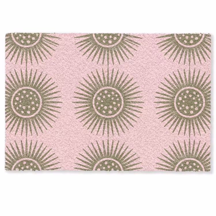 Deurmat - Bloemen - Patroon - Abstract - Roze - Groen — 1